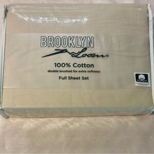 Brooklyn Loom Full Size Sheet Set 4pc New Cream Beige 100% Cotton Bedding Gift